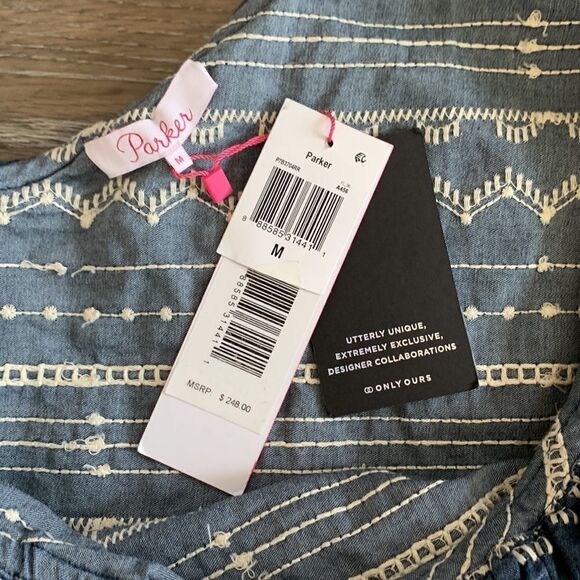 Parker One shoulder ruffle sleeveless knee length sheath dress sz med - Picture 10 of 13